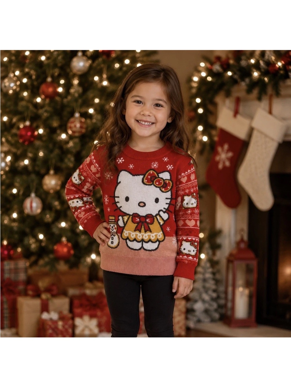Hello Kitty Red Holiday Christmas Sweater for Kids 4t girls